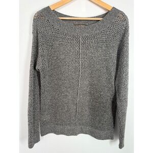 Tommy Bahama Gray Open Knit Sweater Women's Size S Petite Wool Cashmere Blend